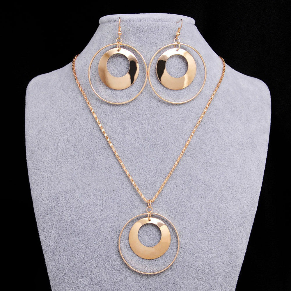 Creative round earring necklace set
