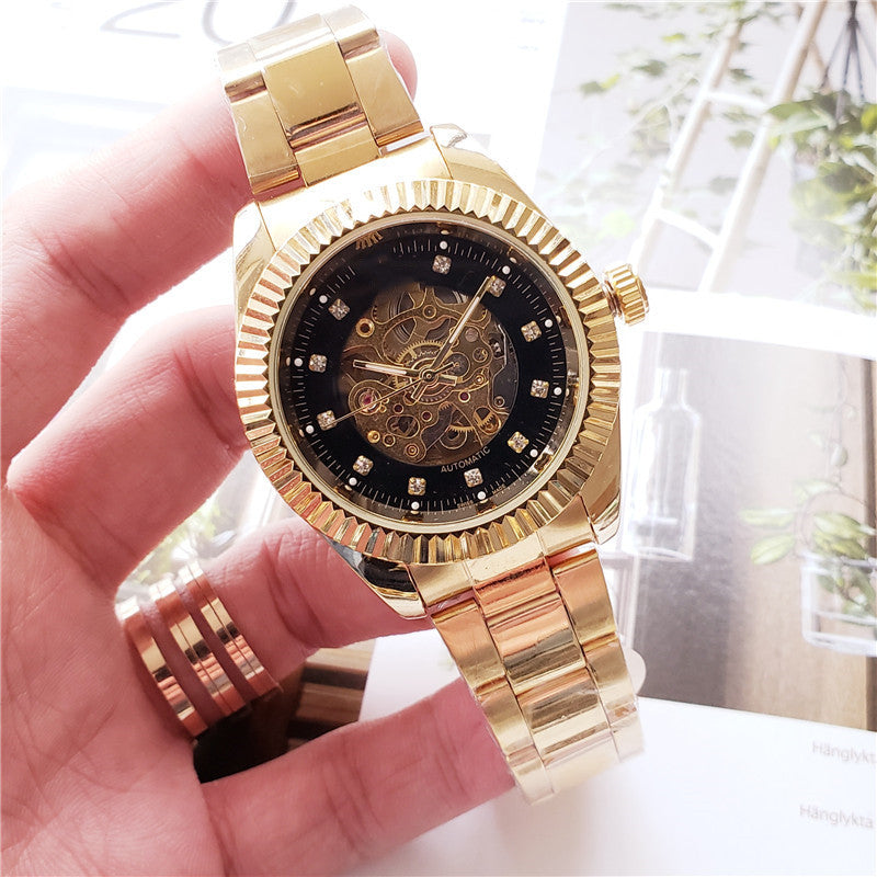 Fashion casual men's hollow mechanical watch