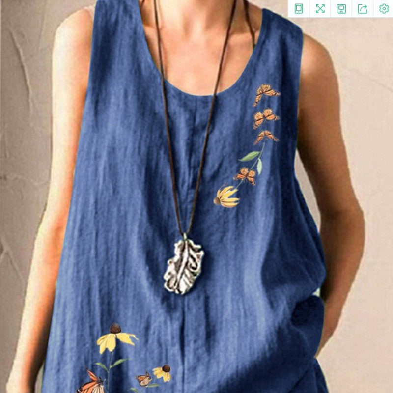 Printed sleeveless vest