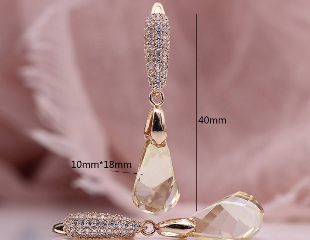 Champagne Austrian crystal earrings women