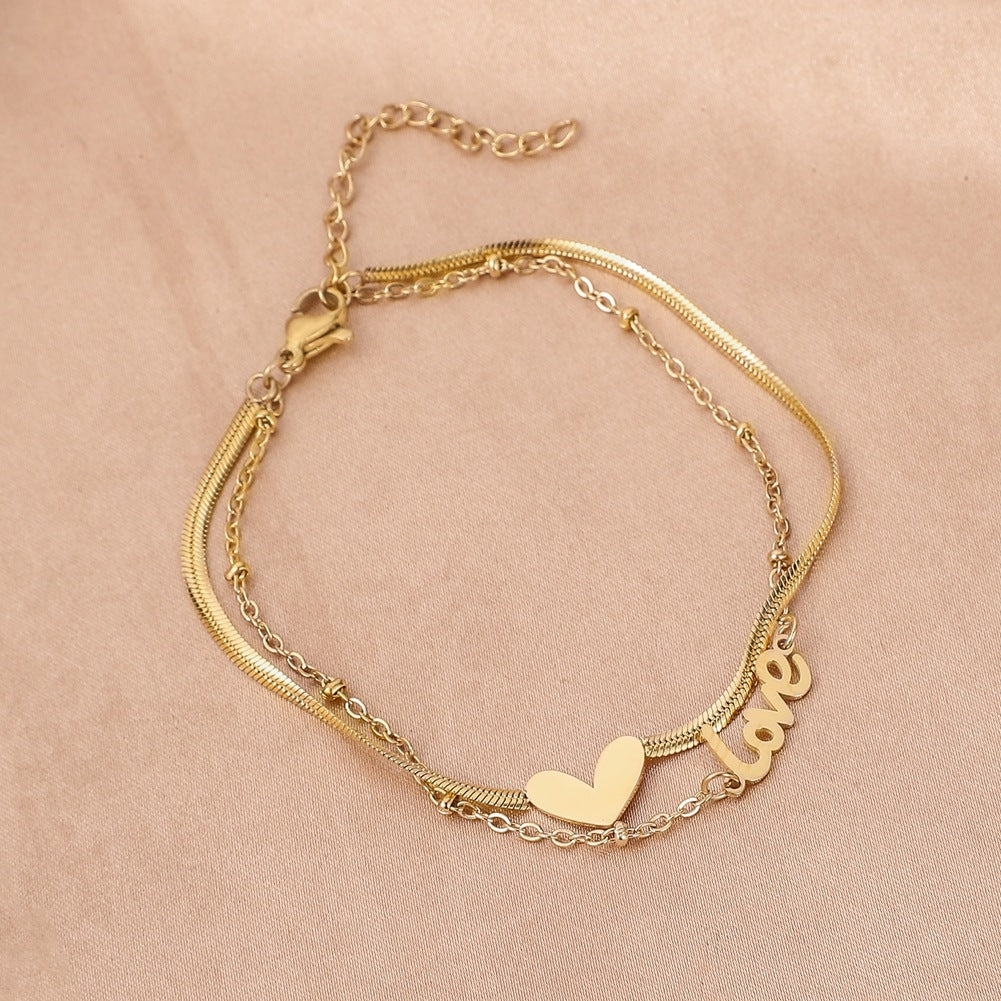 Lightweight Luxury Niche Heart-shaped Chain Titanium Steel Bracelet