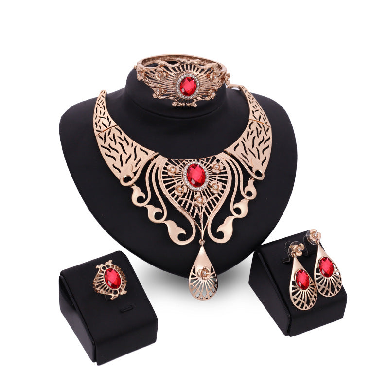 Necklace, earrings, bracelet, ring set