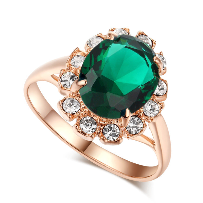 Engagement Ring Vintage emerald magazine star with the same section 18K simulation jewelry
