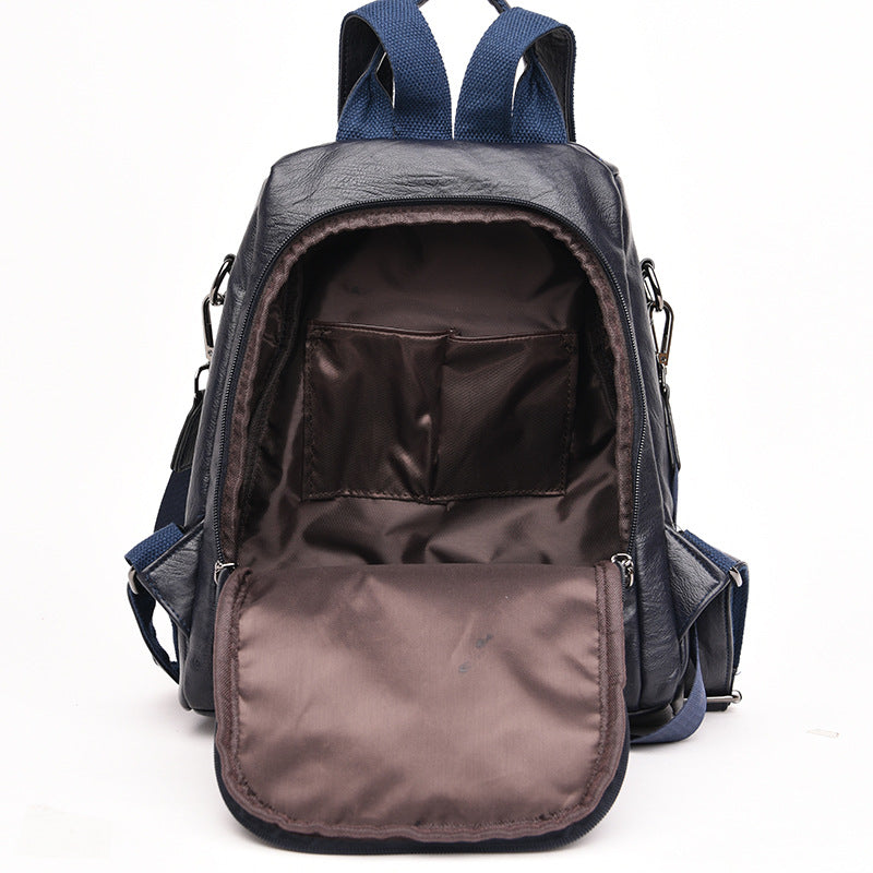 Large-capacity casual cowhide backpack