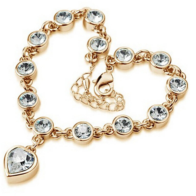 Crystal peach heart sparkling diamond all-match bracelet