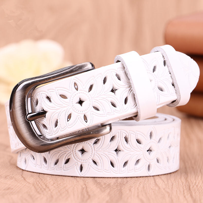 Ladies Fashion Solid Color Hollow Pattern Belt