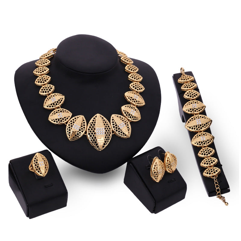 Fashion Creativity Four-piece Set Of Leaf Jewelry Necklace Earrings