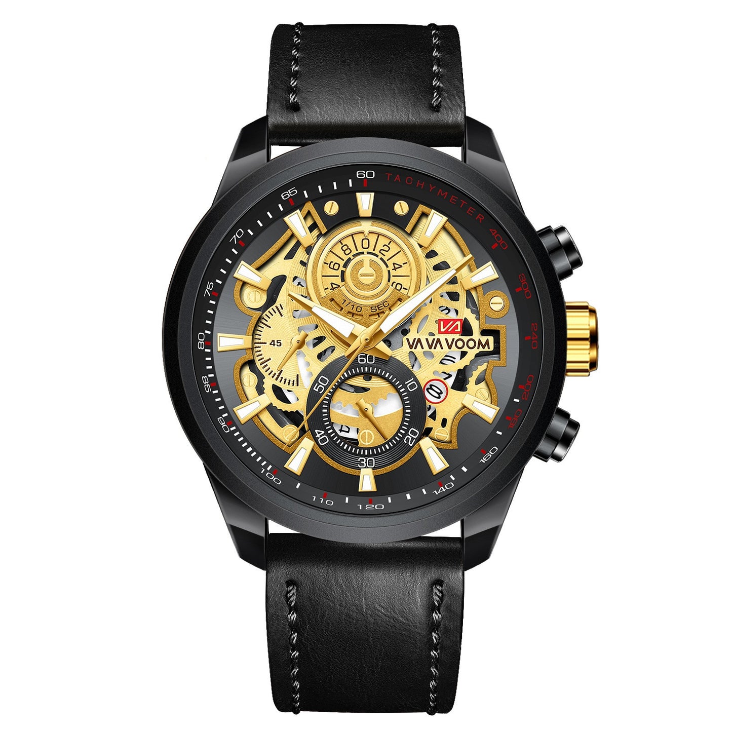 Quartz Watch For Men Black Gold Man Business Non Automatic Machine