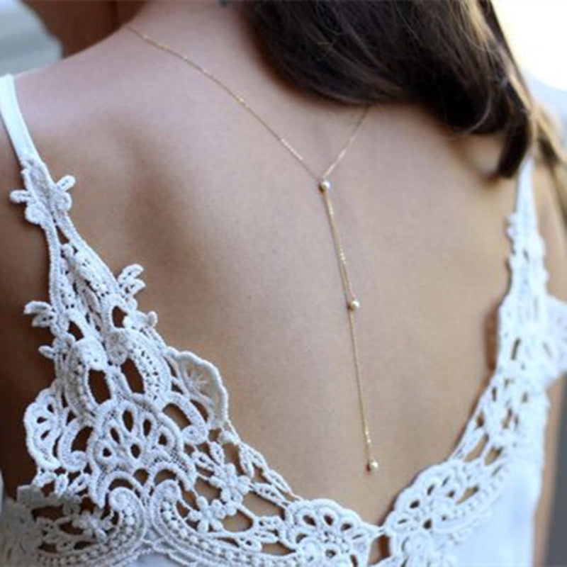 Fashion Elegant Pearl Back Body Chain