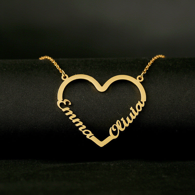 Fashion Custom Stainless Steel Name Heart Necklace for Women Personalized Letter Gold Choker Necklace Gift