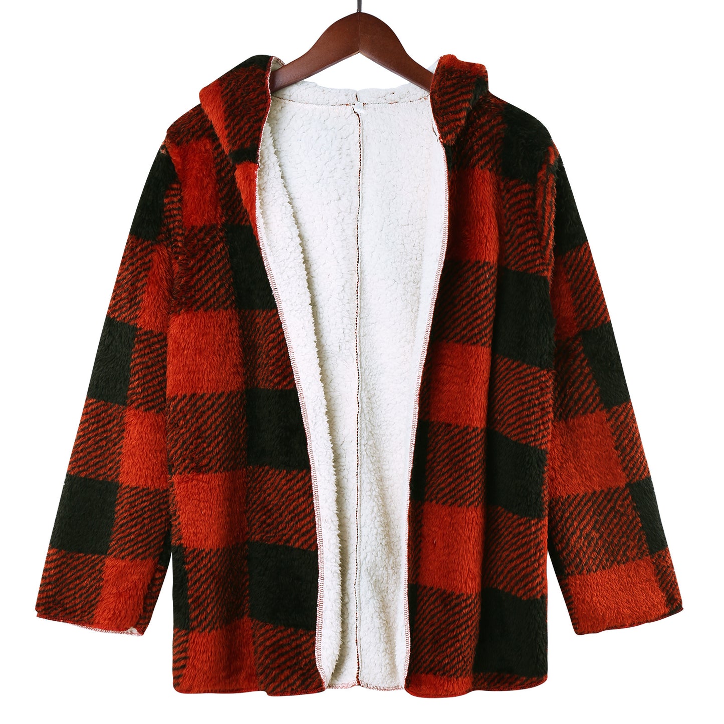 Fashion Plaid Double-sided Wear Mid-length Plush Jacket