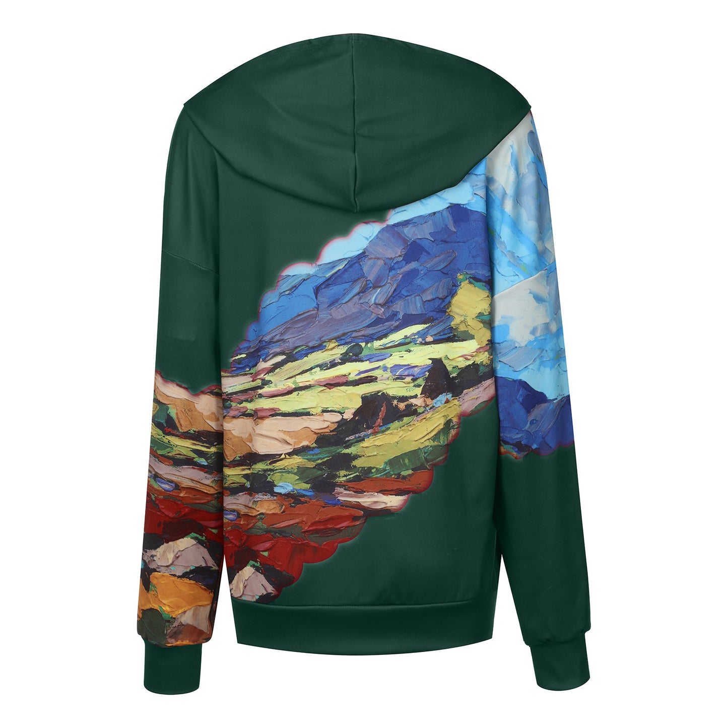 Women's loose peak print hooded long sleeve sweater