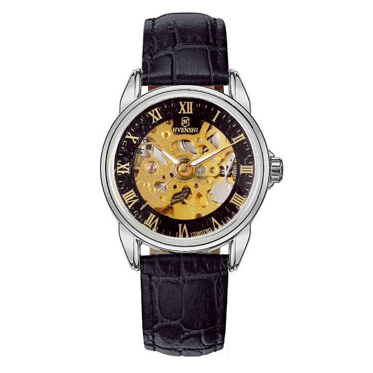 Double-sided hollow automatic mechanical watch