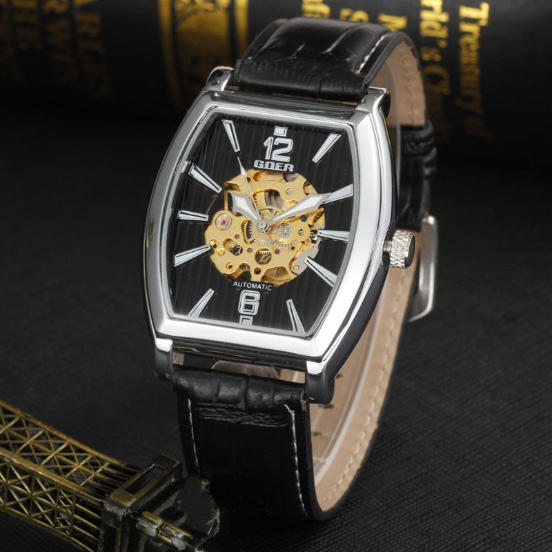 Wine Barrel Fashion Hollow Out Men's Mechanical Watch