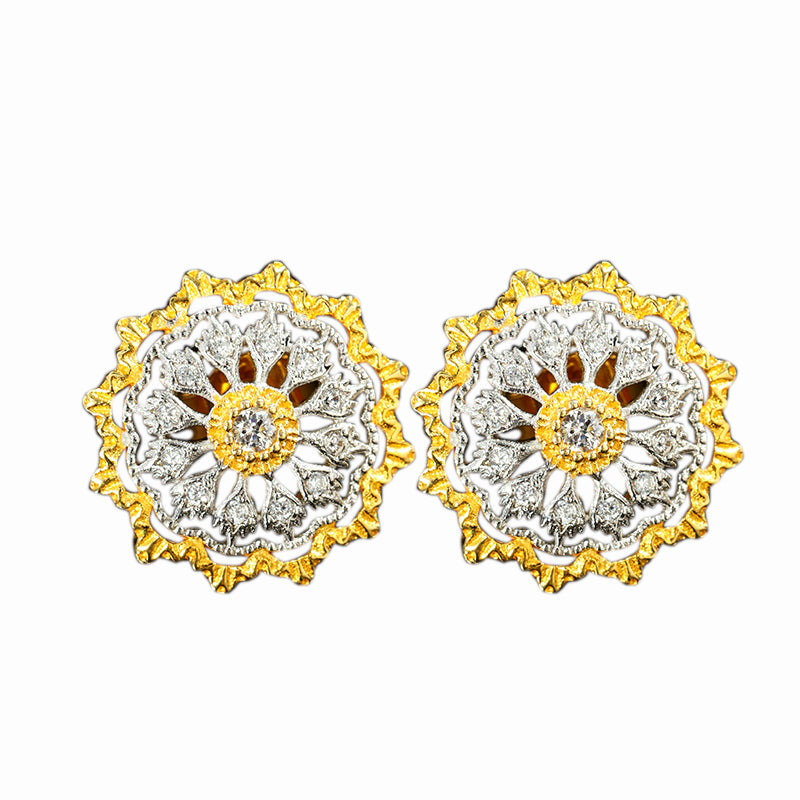 Vintage Style Courtly Floral Design Stud Earrings