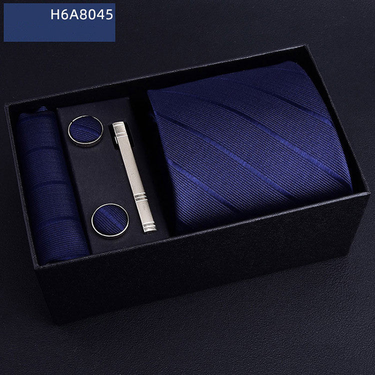Business 8cm Striped Blue Black Tie