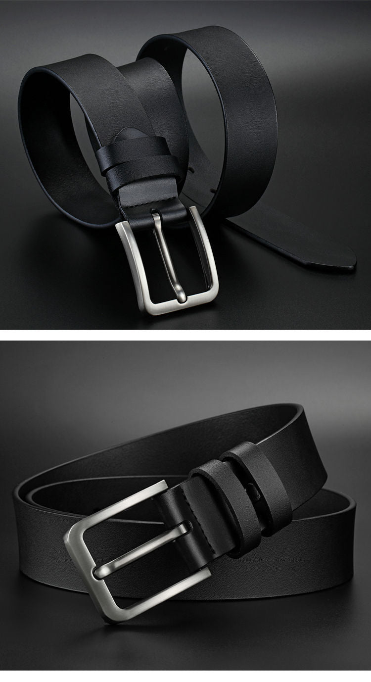 Men's single-layer leather perforated belt