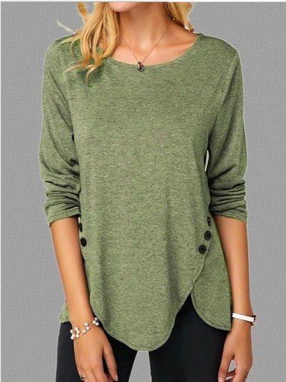 Long sleeve T-shirt with irregular hem