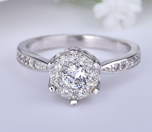 Fashion engagement ring delicate heart and soul zircon ring female jewelry