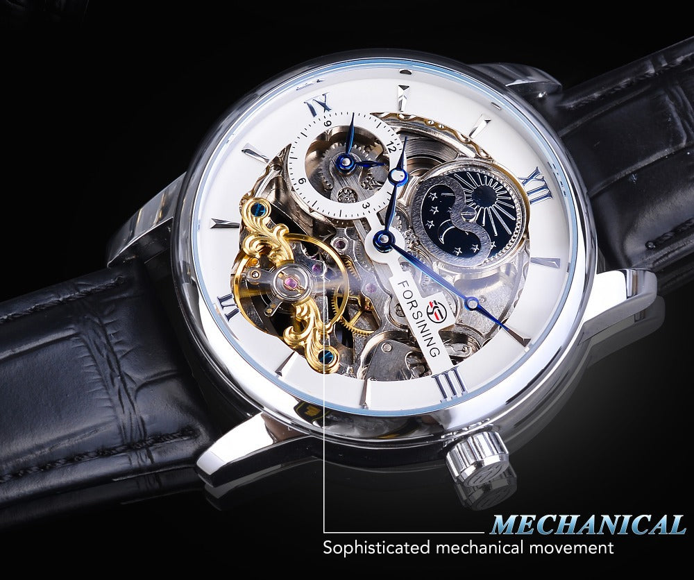 Men's fashion hollow three-needle split movement dial