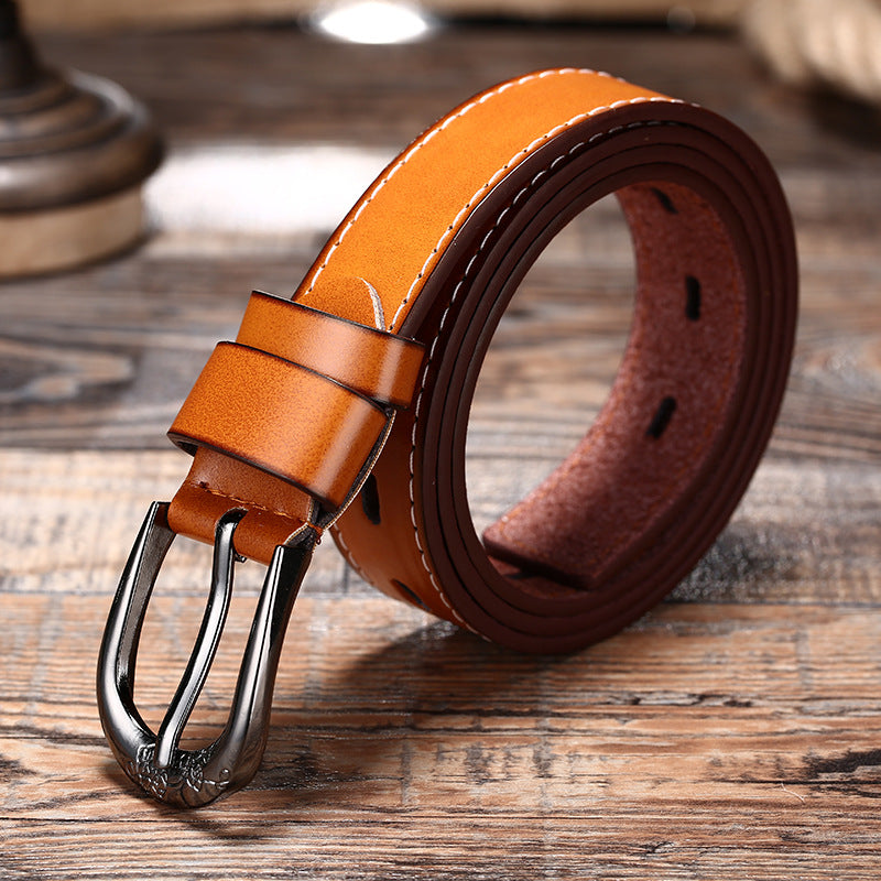 Automatic buckle two layer belt fashion leisure alloy