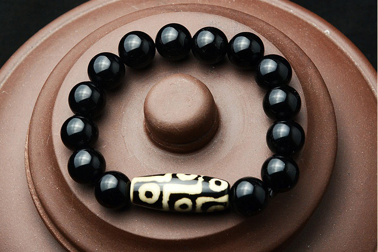 Natural black agate bracelet men and women bracelets ethnic style retro black agate nine eyes beads beads gift jewelry