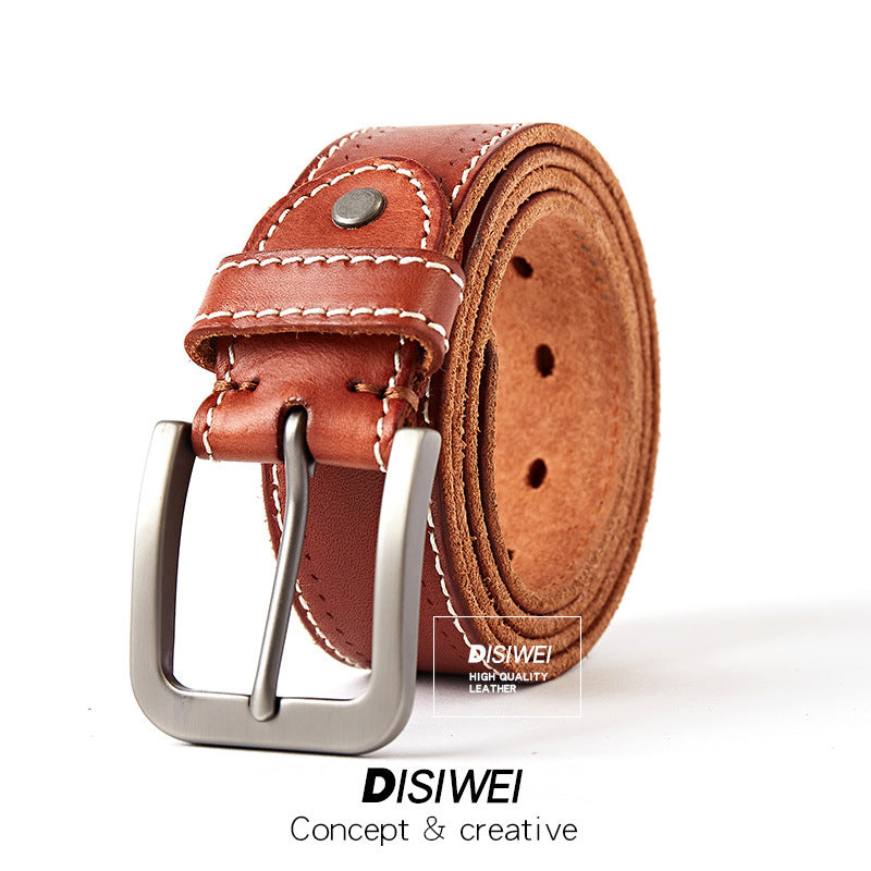 Washed leather belt