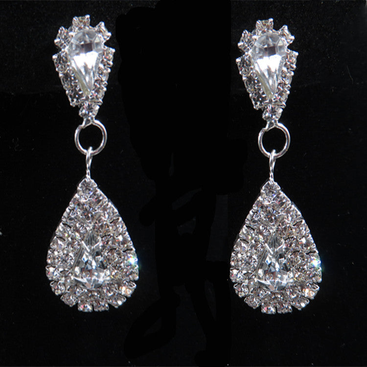 Bridal Necklace set Crystal earrings Bridal Jewelry Silver Bridal Earrings Crystal Bridal Earrings