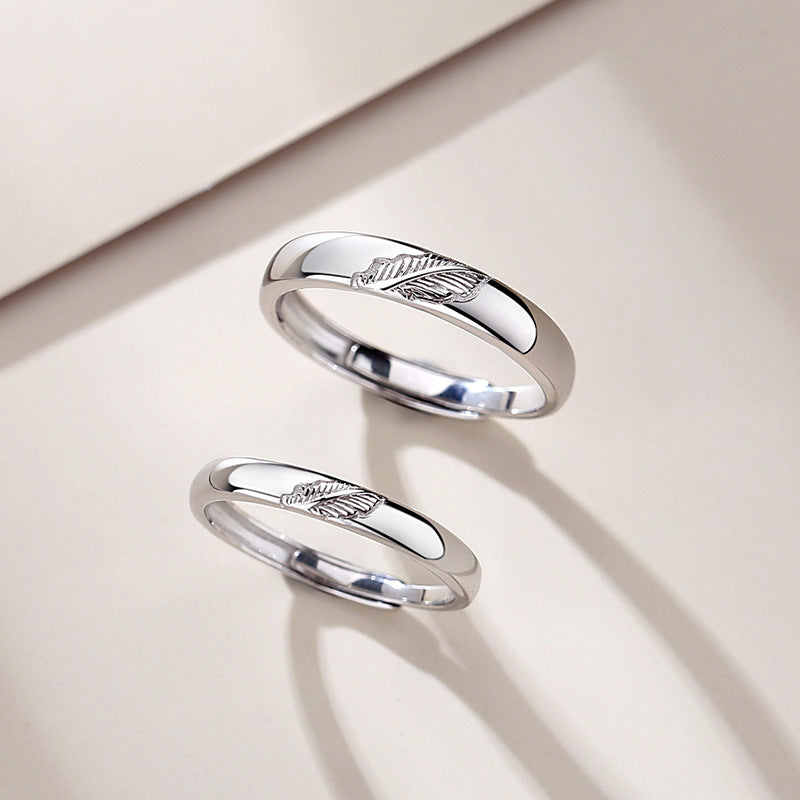 One Leaf Knows Autumn Couple Rings For Men And Women A Pair Of Creative Design Leaves Pair Rings Sen Simple Rings Sterling Silver