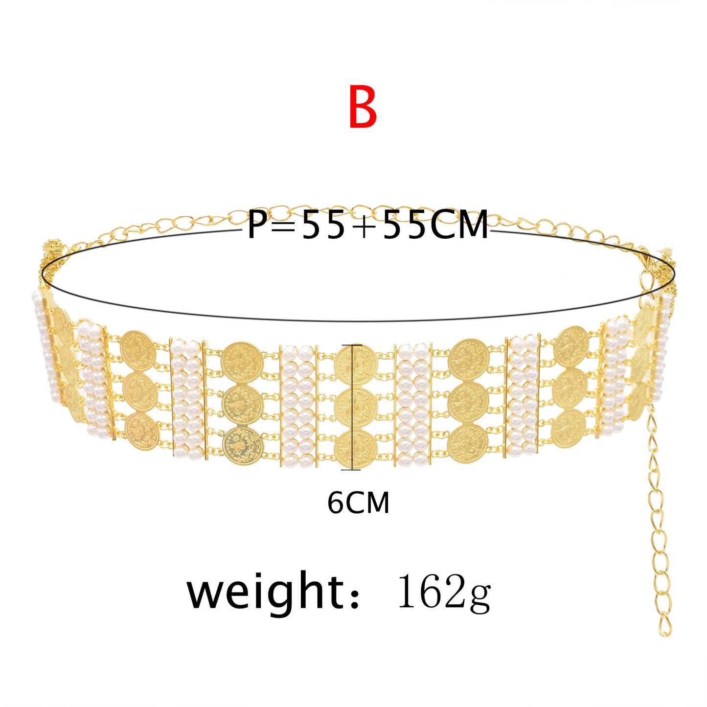 Women's Alloy Gold Plated Diamond Three Layer Wider Waist Chain
