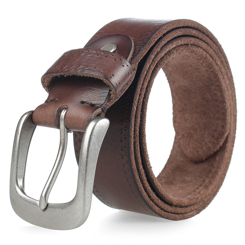 Men's And Women's High-quality Vegetable Tanned Top Layer Cowhide Alloy Pin Buckle Belt