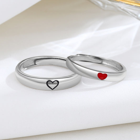 Personality Sterling Silver One Heart Couple Rings