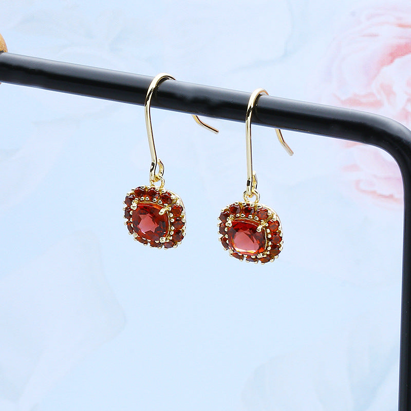 Natural Red Pomegranate Earrings