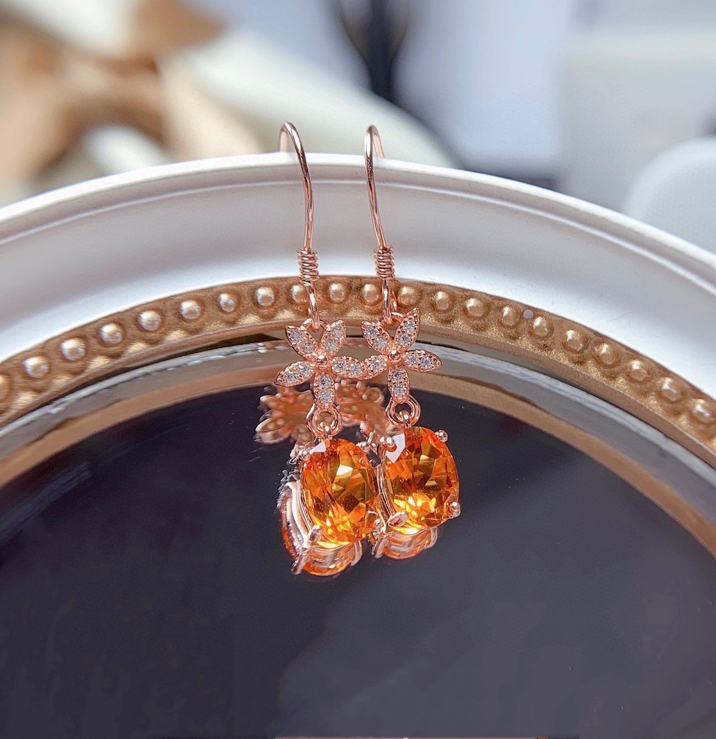 New Natural Citrine Earrings With Clean Crystals And Good Color