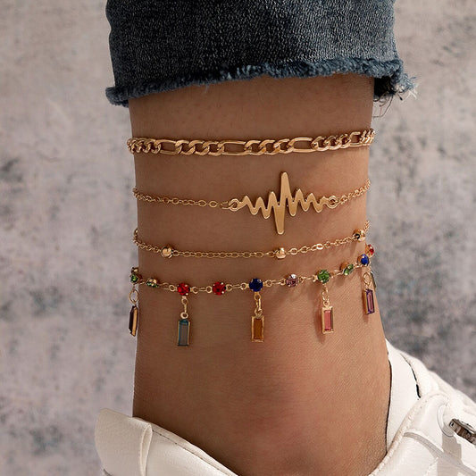 Creative Tassel Alloy Combination Anklet