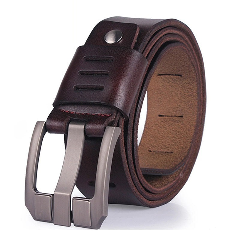 Men's Buckle Jeans Cowhide Leather Belt