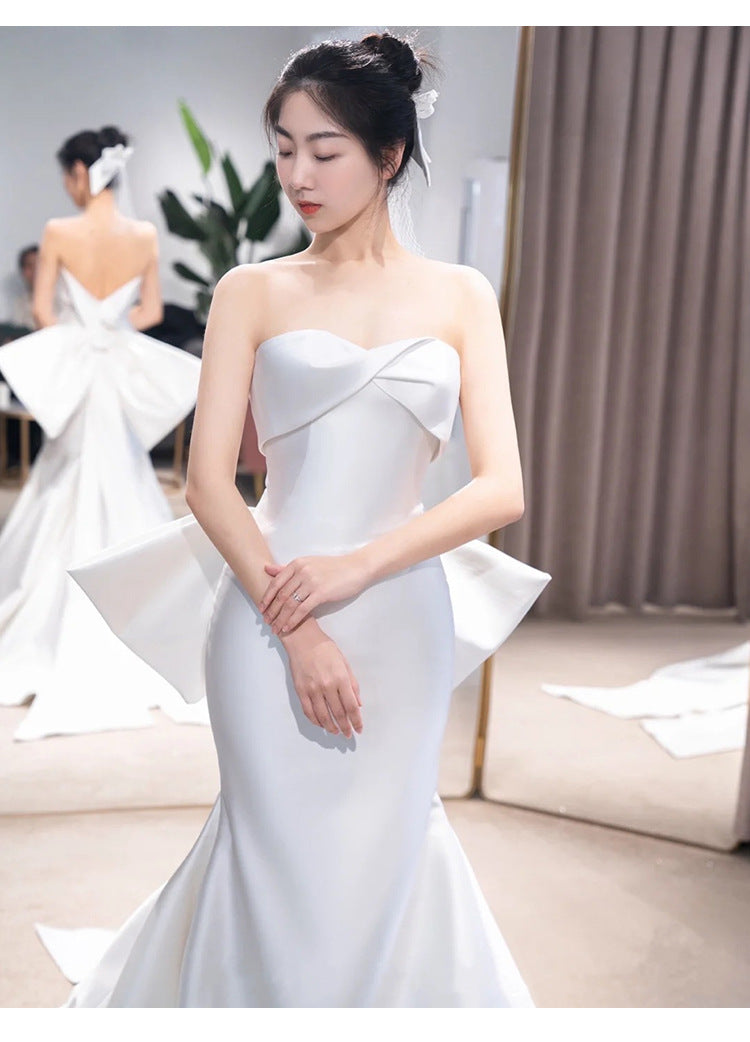 The New Small Trailing Temperament Trailing Simple And Thin Mermaid Wedding Dress