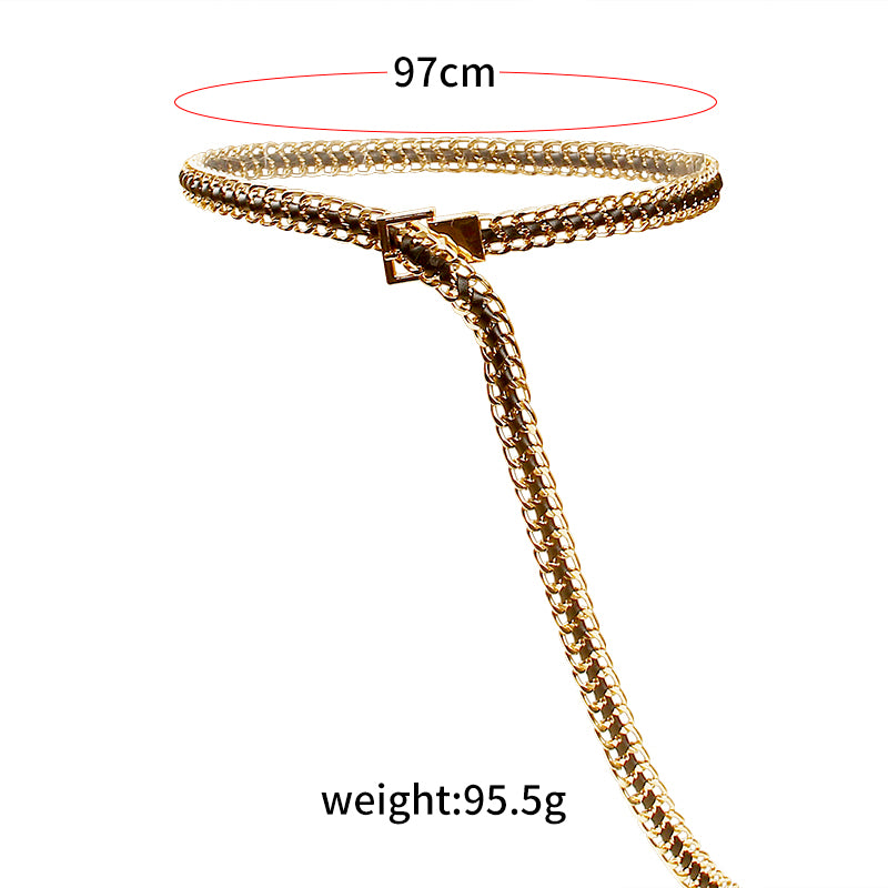 Korean version of fine style dress decoration belt female personality geometry sexy body chain adjustable needle buckle chain waist chain