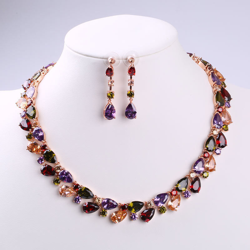 Bride Zircon Necklace And Earring Set