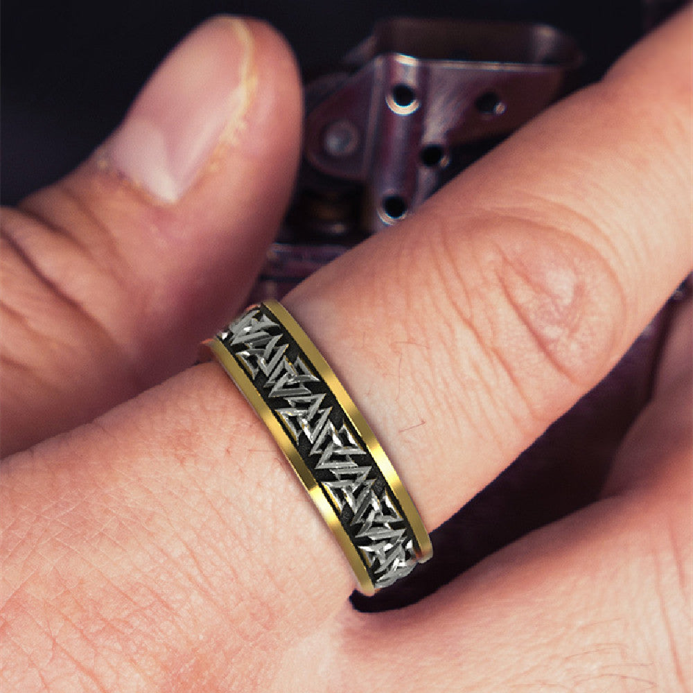 Viking Knot Silver Set Bronze Ring Male