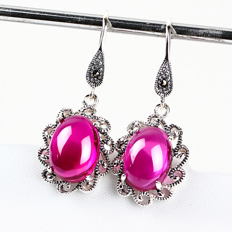 Vintage S925 Sterling Silver Sapphire Earrings