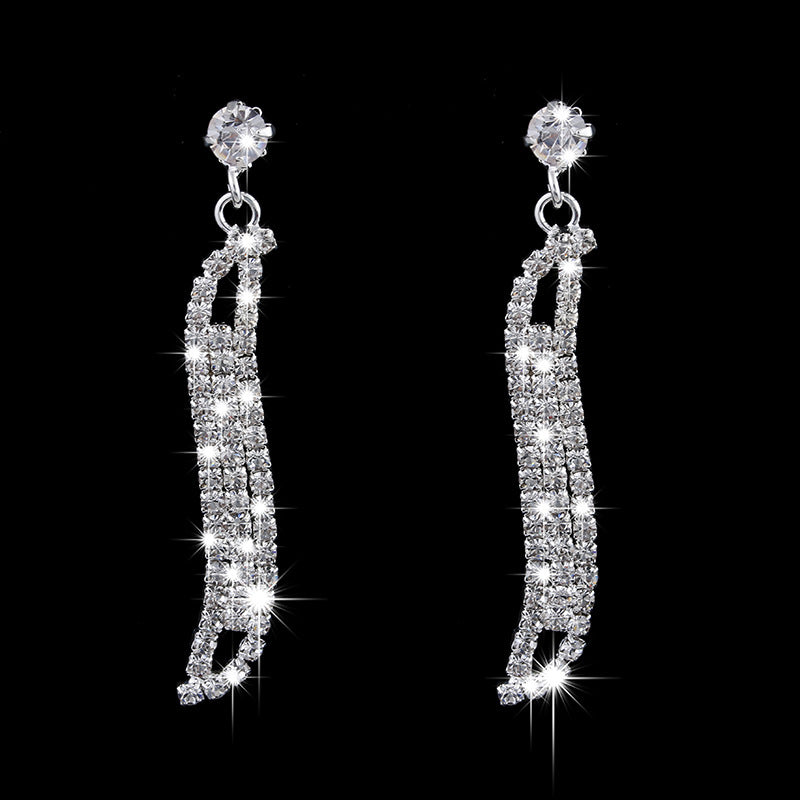 Bridal Jewelry Necklace Two-piece Set With Rhinestones