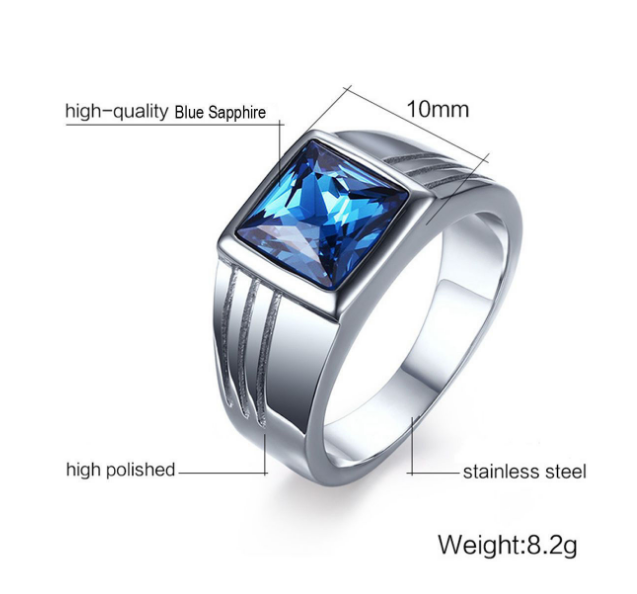 New men's engagement ring wedding ring Europe and the United States domineering sapphire ring