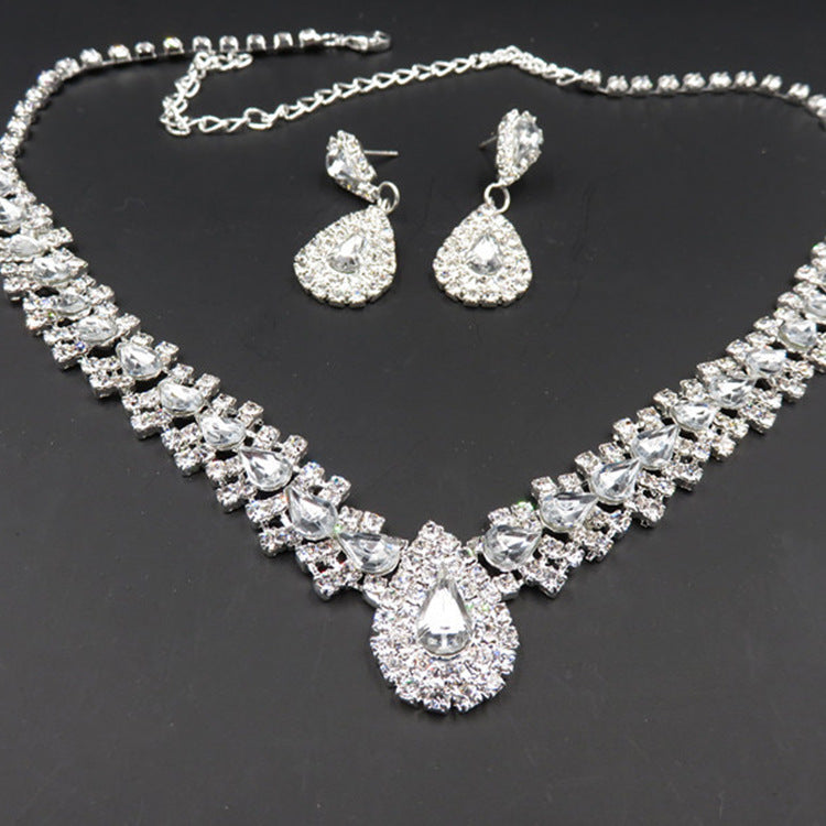 Bridal Necklace set Crystal earrings Bridal Jewelry Silver Bridal Earrings Crystal Bridal Earrings