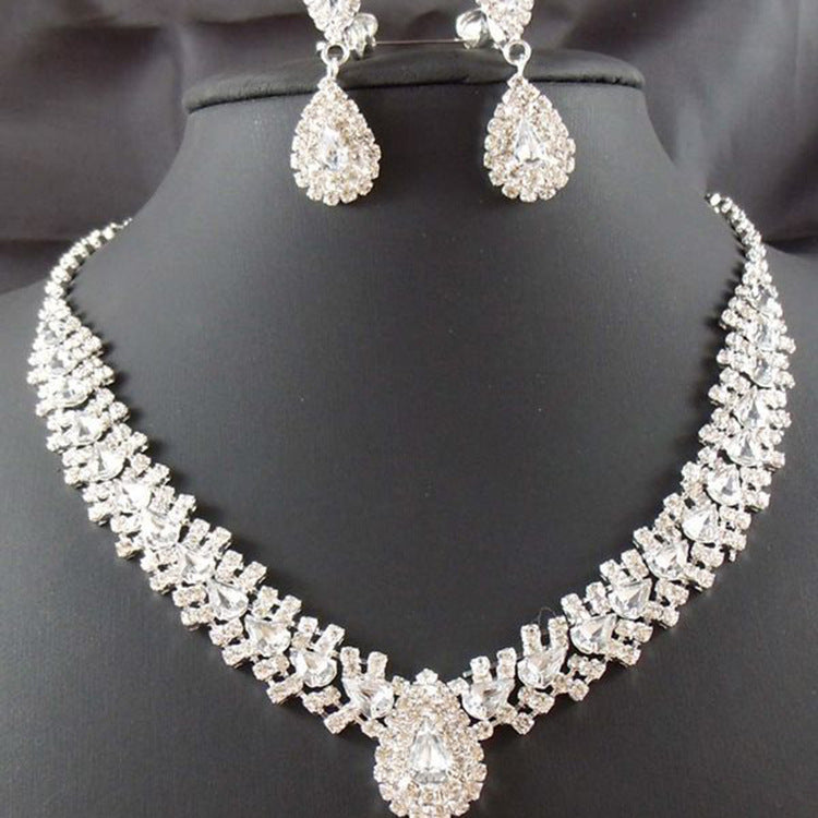 Bridal Necklace set Crystal earrings Bridal Jewelry Silver Bridal Earrings Crystal Bridal Earrings