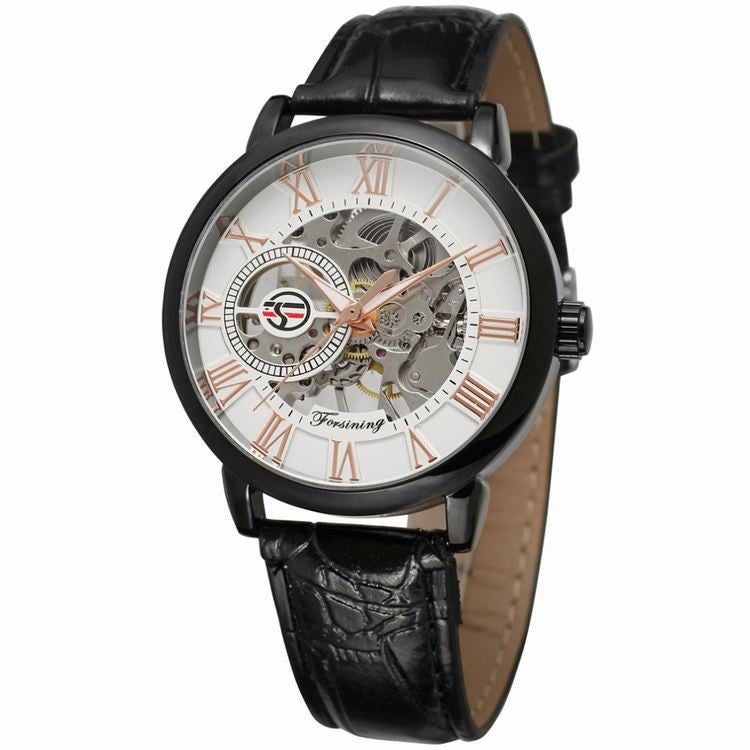 Hollow men's semi-automatic mechanical watch