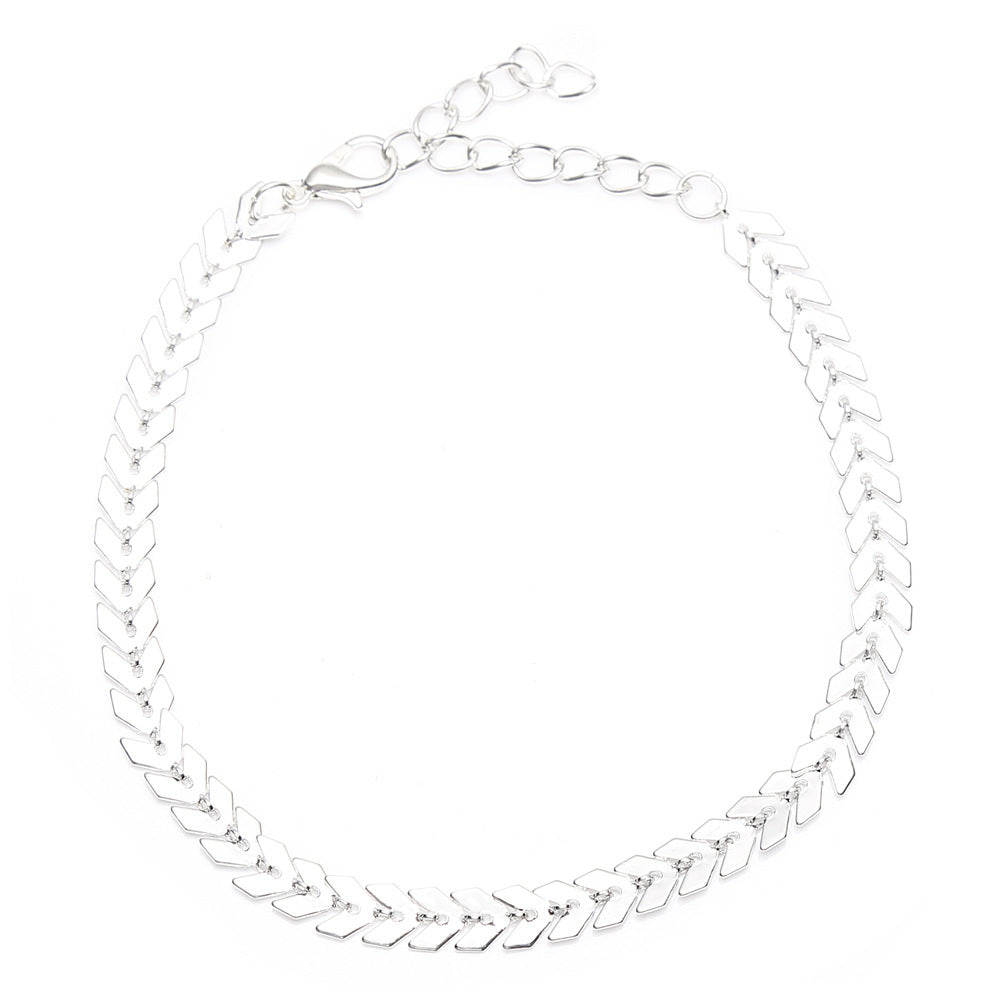 Aircraft chain fishbone anklet