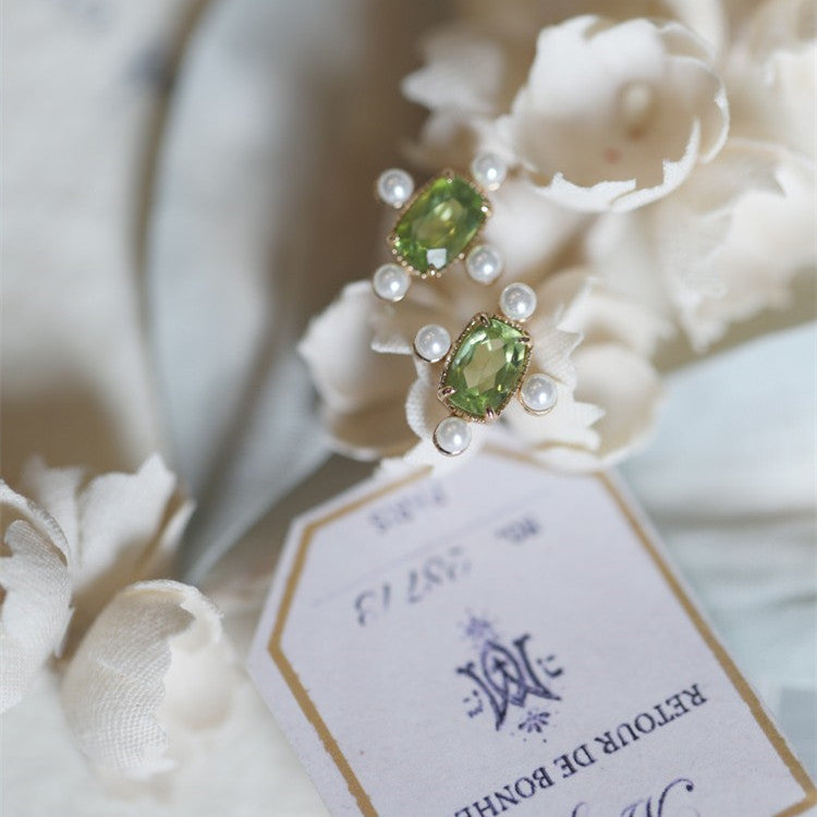 Vienna Woods Court Style Natural Peridot Earrings