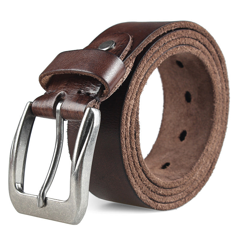 Washed vegetable tanned top layer cowhide belt