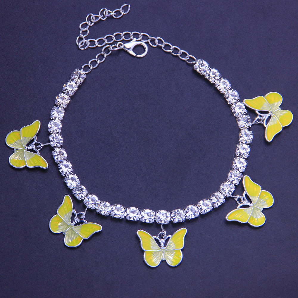 Dreamy Color Butterfly Anklet Drip-painted Beach Footwear